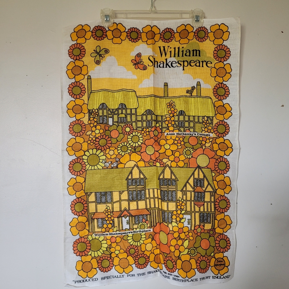 Vintage William Shakespeare Retro Irish Pure Linen